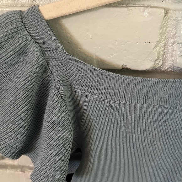 Lucy Paris sarah ruffle knit top with flutter sleeve and ribbed detail - Picture 5 of 7